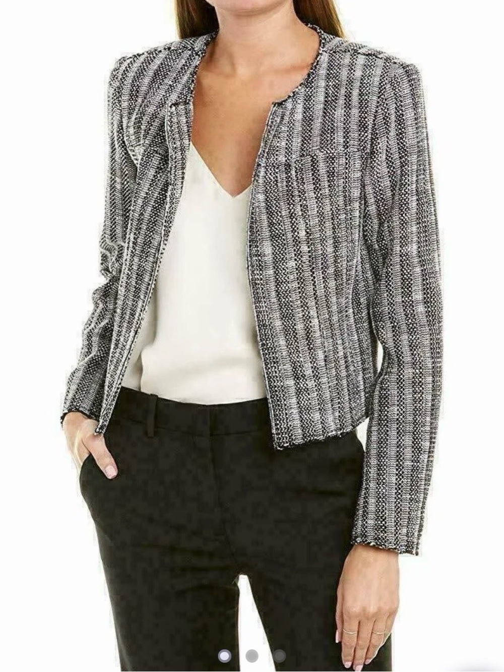 Theory Ualana Cailen Tweed Jacket Blazer cropped open front cotton